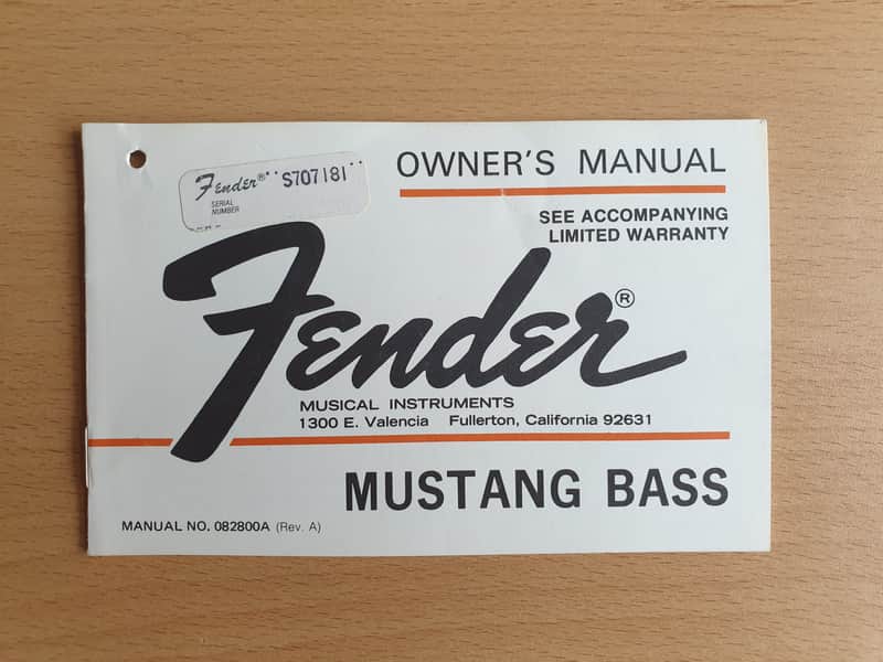 [Vintage] Fender Mustang Bass Owner's Manual 1977 (#1) image 1