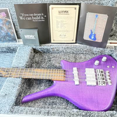 Warwick Dolphin Pro 1 - 8 String Custom Shop Masterbuilt 2022 - AAA Flame SOLID French Ash over Satin Transparent Purple Grape Flavor image 25