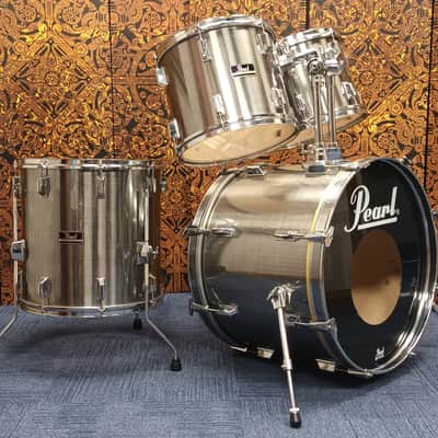 1990s Pearl Export Shell Pack in Brushed Steel – 22″,12″,13″ & 16″ image 9