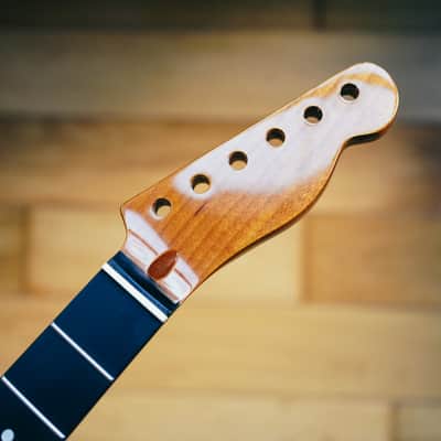Telecaster Neck – Roasted Maple & Blackwood | 22 Frets | Light Gloss Finish | Bone Nut image 5