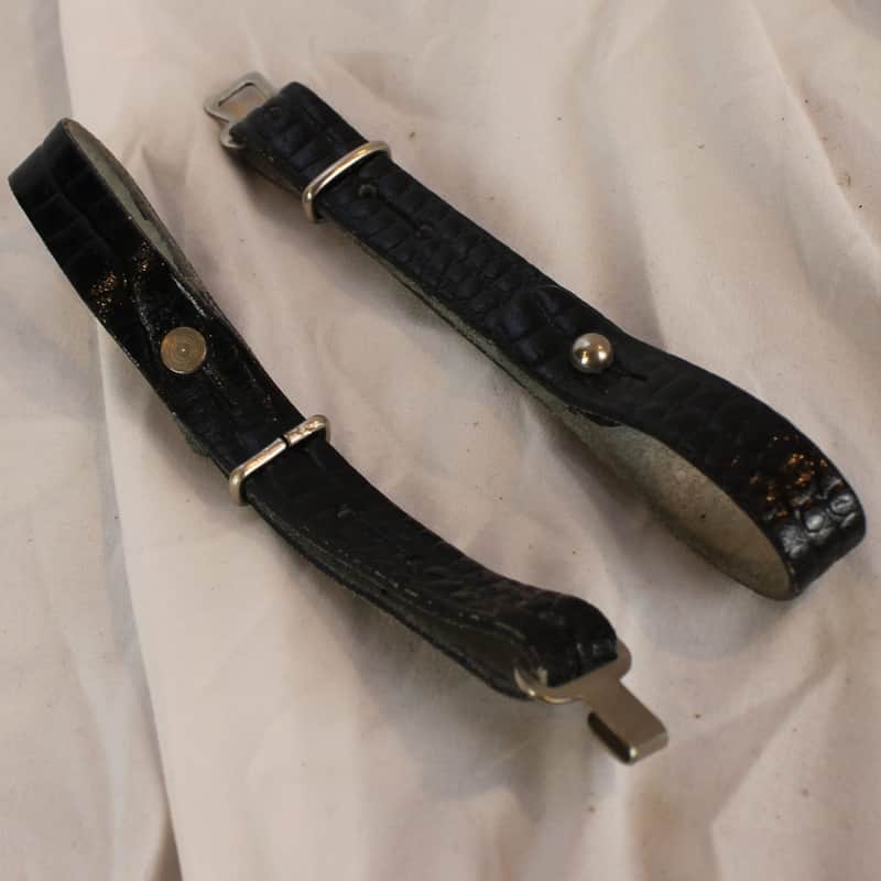 Black Leather Interlocking Back Strap  - Adjustable 13" to 9.25" (33cm to 23.50cm) image 1