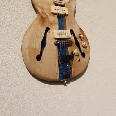 Timo Blue River - Handmade Beech Oak Semi-Hollow Epoxy River Luthier-Built Electric Guitar - Unique Shape image 4