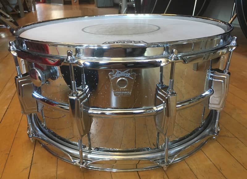 Ludwig No. 402 Supraphonic 6.5x14" Aluminum Snare Drum with Large Chicago Keystone Badge 1984 image 3