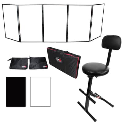 ProX Black Aluminum 5-Panel DJ Scrim Facade Frontboard w/ Travel Case + Chair image 1
