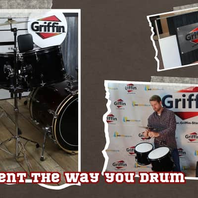 Griffin Double Tom Drum Stand with Cymbal Arm - Percussion Set Hardware with Dual Drum Mounts Medium Duty Tom Holder with Double Braced Tripod Legs image 7