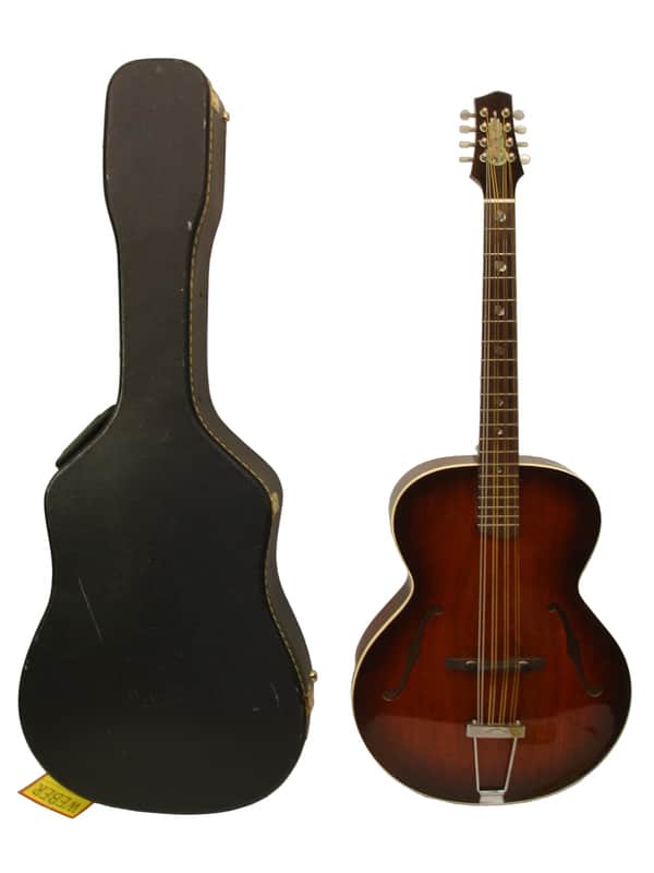 Vintage Acoustic Mandocello Archtop, Vintage Sunburst with Case image 1