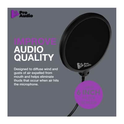 Focus Pro Audio Pop Filter for Broadcasting and Recording Microphones with Flexible Gooseneck Mount and Windscreen imagen 3
