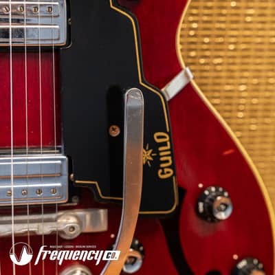 Guild Starfire V in Cherry Red with Rare Mahogany Body - 1965 image 9