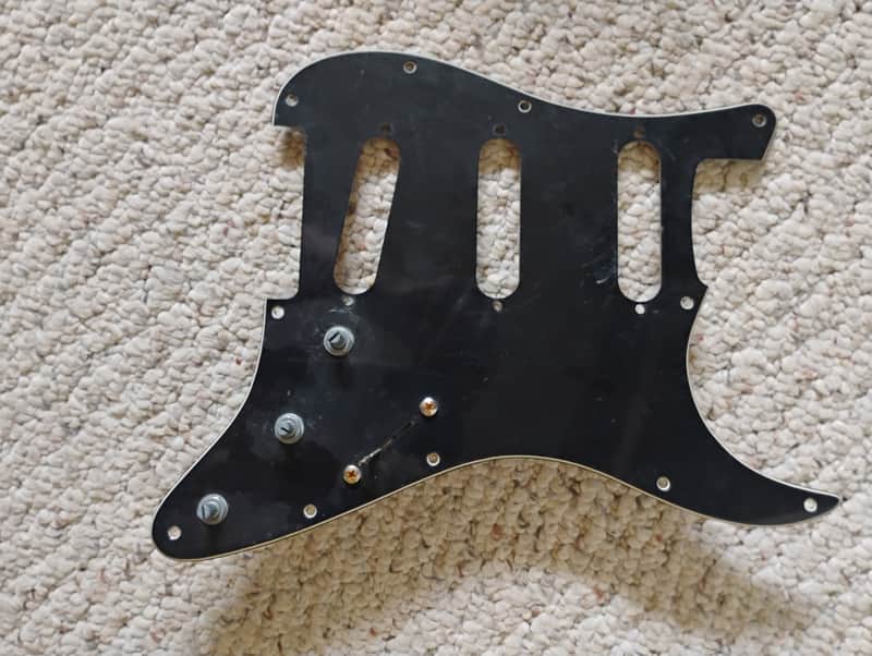 Nicely aged late1970s style Fender Stratocaster pickguard, partially loaded, Luthier parts for restoration project image 1