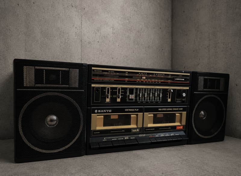 Vintage Sanyo C-35 Boombox Fully Working Cassette Player AM/FM Radio 1980s Retro Stereo Ghettoblaster Japan image 1