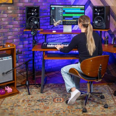 On-Stage WS7500RB Workstation Desk w/Keyboard Tray for Computer/Controller/Mixer image 10