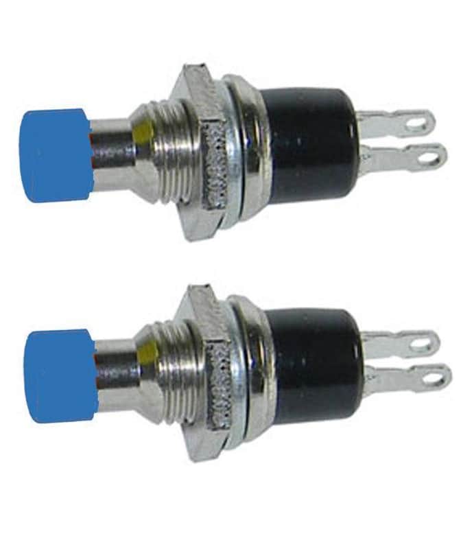 2 Pack SPST Normally Open Momentary Push Button Switch Blue 32728B image 1