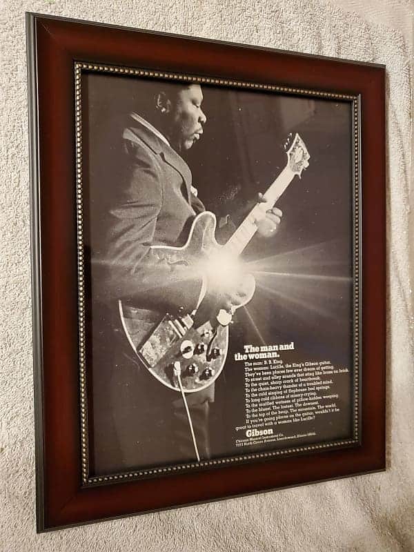 1970 Gibson Promotional Ad Framed BB King ES-355/Lucille Original RARE image 1