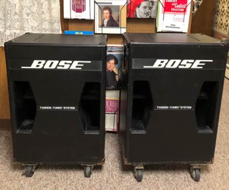 Bose  302 Series 2 (II)  Tandum Passive Acoustimass Subwoofers, 1990's Black, sounds great, w/covers image 1