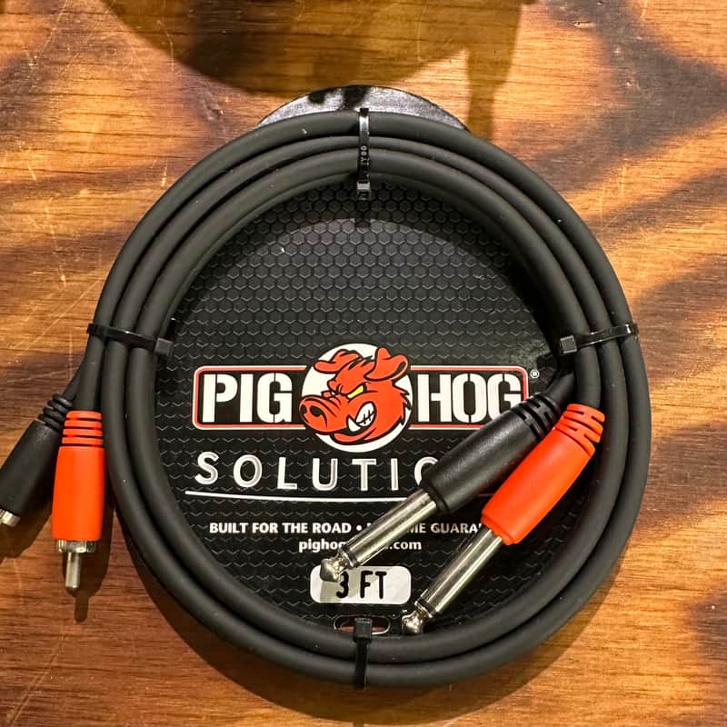 Lot of 20 Pig Hog PD-R1403 Solutions Dual 1/4" TS Male to Dual RCA Male Cable - 3' 2010s - Black image 1