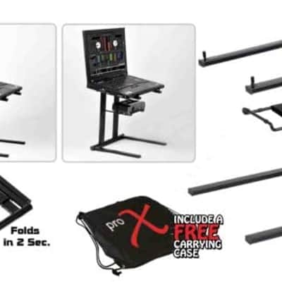 ProX T-LPS600 Foldable and Portable DJ Laptop Stand with Adjustable Shelf, Black image 2