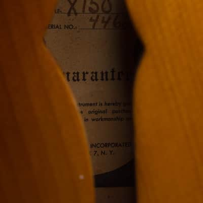 Guild  X-150 Arch Top Hollow Body Electric Guitar (1957), ser. #4462, original brown hard shell case. image 13