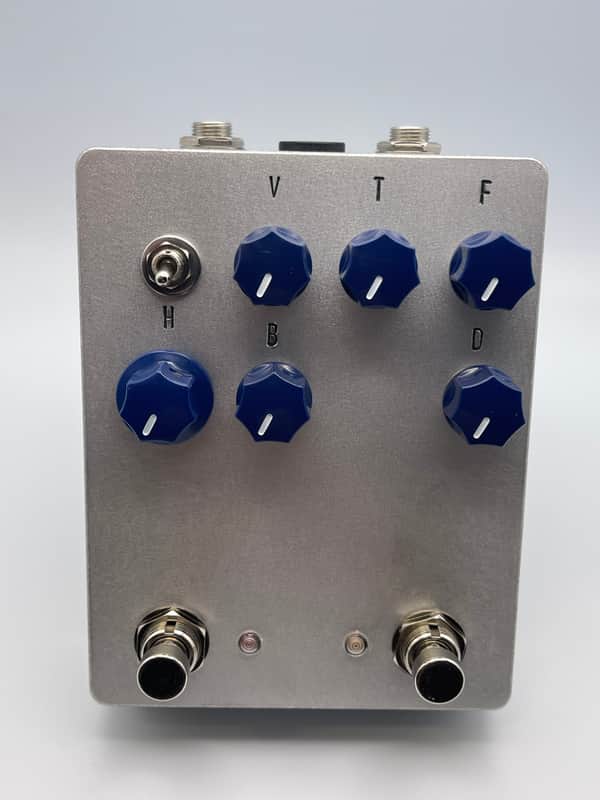 RCO Pedals Heavy Dung Beetle 2024 - Raw aluminum with dark blue knobs and stamped controls image 1