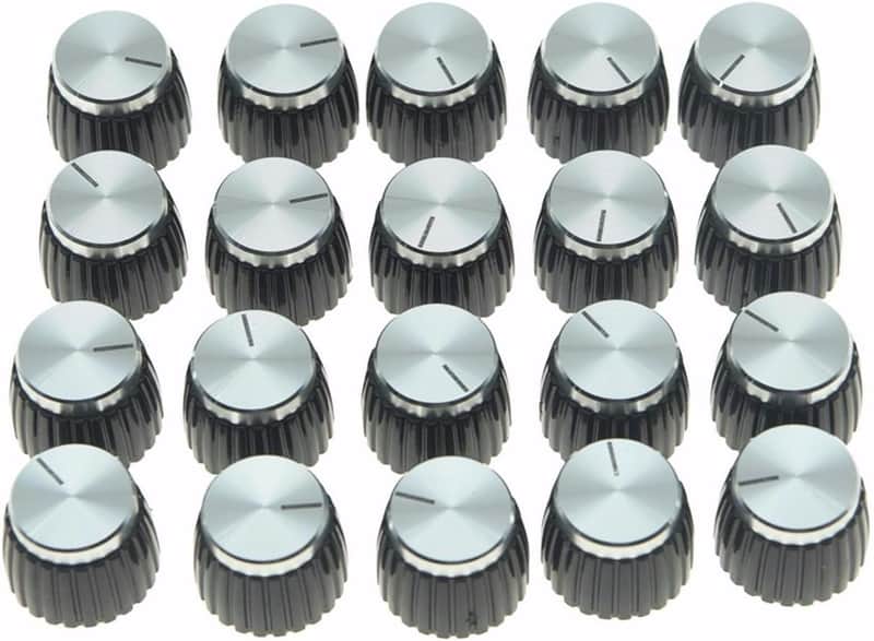 20pcs Guitar AMP Amplifier Push on fit Knobs Black w/Silver Cap for Marshall Amplifier image 1