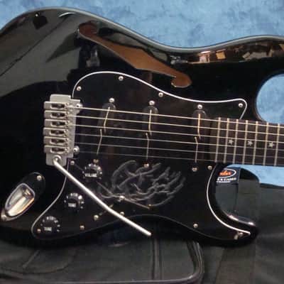 Custom Semi-Hollow Body Thin Line Strat w Lindsey Fralin Split Blade P'ups Black image 4