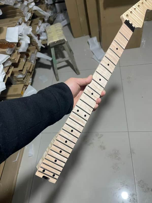 4a floyd rose nut stainless steel 24 frets flame Maple guitar neck 25.5inch hole 10mm Lock nut Satin Wheel truss rods image 1