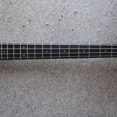 Vintage 1980s Hondo Rare Alien Headless Bass Blue With Red Stripe Logo MIJ Clean Kramer Duke Clone No Case image 3