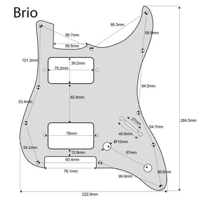 Brio S-Style HH Pickguard — 11-Hole, 2-Pot Layout (Volume/Tone) - 3 Ply White image 2