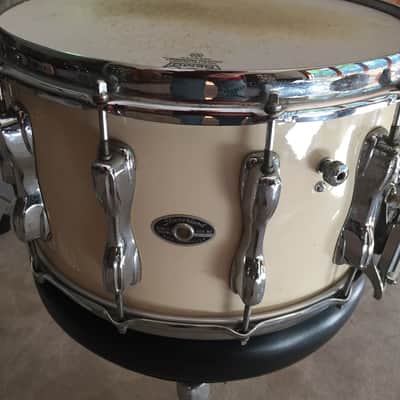 Slingerland Magnum 8x14 wood shell snare drum 1980s Creme White image 1