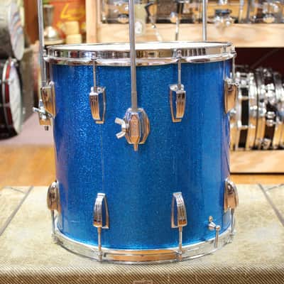 1960s Ludwig Downbeat Outfit in Sparkling Blue Pearl 14x20 8x12 14x14 image 12