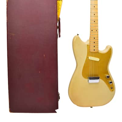 Vintage 1958 Fender Musicmaster Electric Guitar, Maple Fingerboard, Desert Sand w/ Case image 1