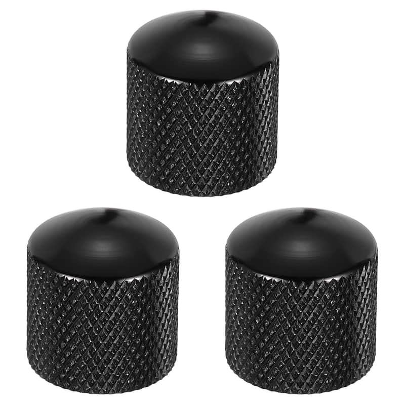 Brand New  3Pcs Aluminum Guitar Knobs Shaft Volume/Tone Black Control Knobs CNC Machined Knurled Design for Electric Guitar Bass Audio Tuning Replacement image 1