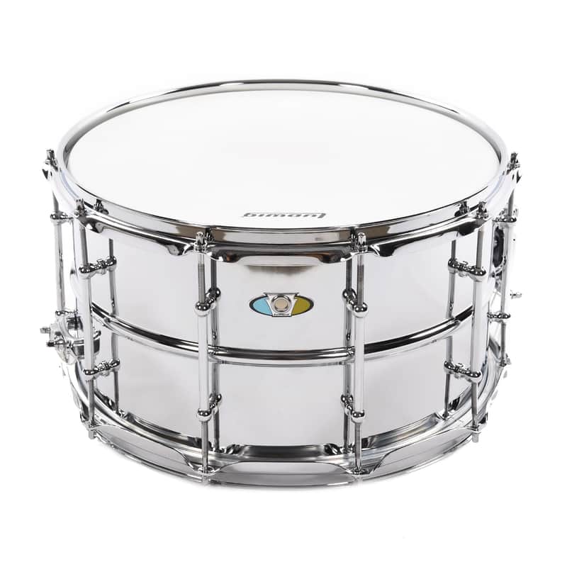 Ludwig LU0814SL Supralite 8x14" 10-Lug Steel Snare Drum with P88I Strainer image 1