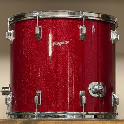 1970's Rogers 18" Red Sparkle 9/72 Floor Tom 16x18 Glass Glitter image 10