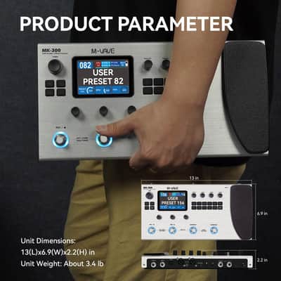 M-vave MK-300 Multi-Effects Guitar Bass Pedal with 360+ Effects IRS Delay, Reverb, Modulation, Preamp, AMP Model, 160 Preset Storage, Built-in 300' LOOPER 128 Drum Machine (Price includes the import duty for US buyer) image 6