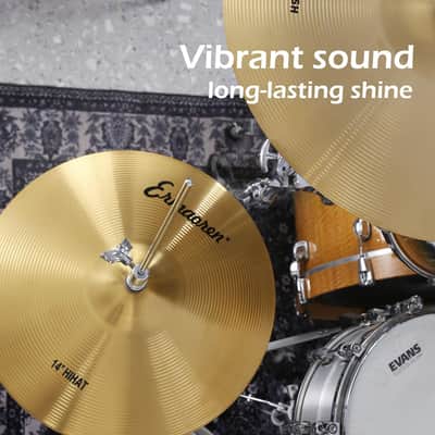 Cymbal Pack, 5 Pieces Drum Cymbals Set,14" Hi Hat Cymbals, 16" Crash and 18" Crash Cymbals, 20" Ride Cymbals for Drums Set image 3