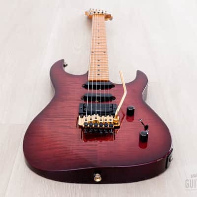1990 BC Rich Gunslinger NJ Series SSH Flame Top Purple Sunburst w/ Floyd Rose & Case, Japan image 10