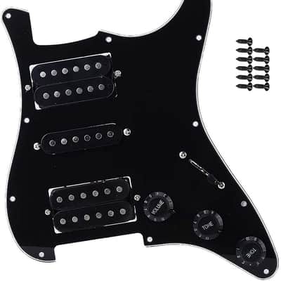 Stratocaster Style Loaded HSH Prewired Pickguard and Humbucker Pickup, Black image 1