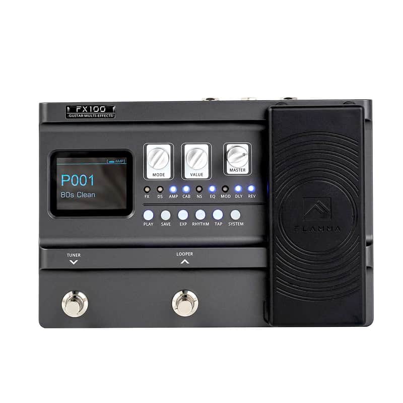 FLAMMA FX100 Guitar Multi-effects Pedal with 55 Amp Models 151 Built-in Effects 80' Looper 40 Drum Machine 10 3rd Party IR Slots Headphone OTG for Home Practice Performance Live Streaming image 1