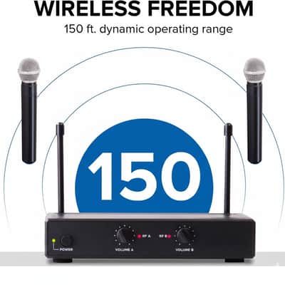 Wireless Microphone Bundle – Professional Handheld & Lapel Mics, Dual-Channel Receiver, Long Range for Live Performance & Presentations (Hand Held Frequencies 3 + 4) image 2
