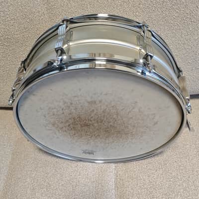 Ludwig No. 404 Acrolite 5x14" 8-Lug Aluminum Snare Drum with Pointed Blue/Olive Badge 1969 - 1979 - Matte Aluminum image 5