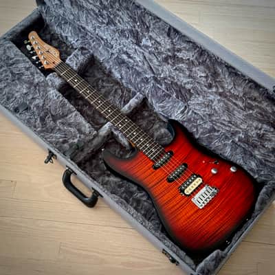 Schecter USA Sunset Custom-II HSS, Tiger Eye Satin with Tweed Hardshell Case image 3