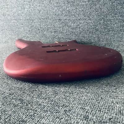 Solid Basswood 4 String Bass Body in Red image 3
