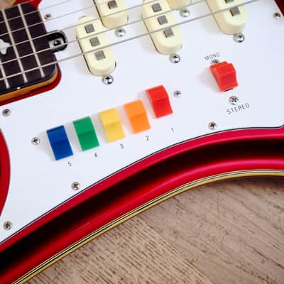 1990s Teisco Spectrum 5 Vintage Reissue Guitar Metallic Red Kawai Japan image 11