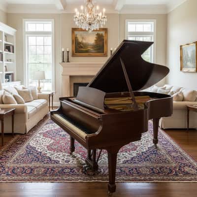 Steinway & Sons Model M – 5'7" Mahogany Grand Piano – Beautiful Tone – Exceptional Value image 1