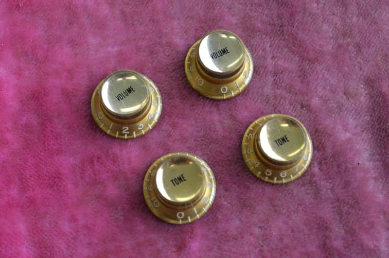 Vintage 1960s Gibson Gold Reflector Knob Set ES-335 SG Standard Custom Les Paul image 1