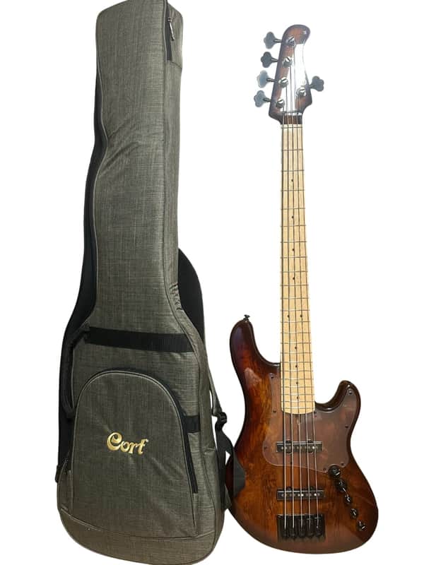 Cort GBFUSION5ABB GB-Fusion 5 Solid Alder Body Spalted Maple Top Hard Maple C Shape Neck 5-String Electric Bass Guitar w/Gig Bag image 1