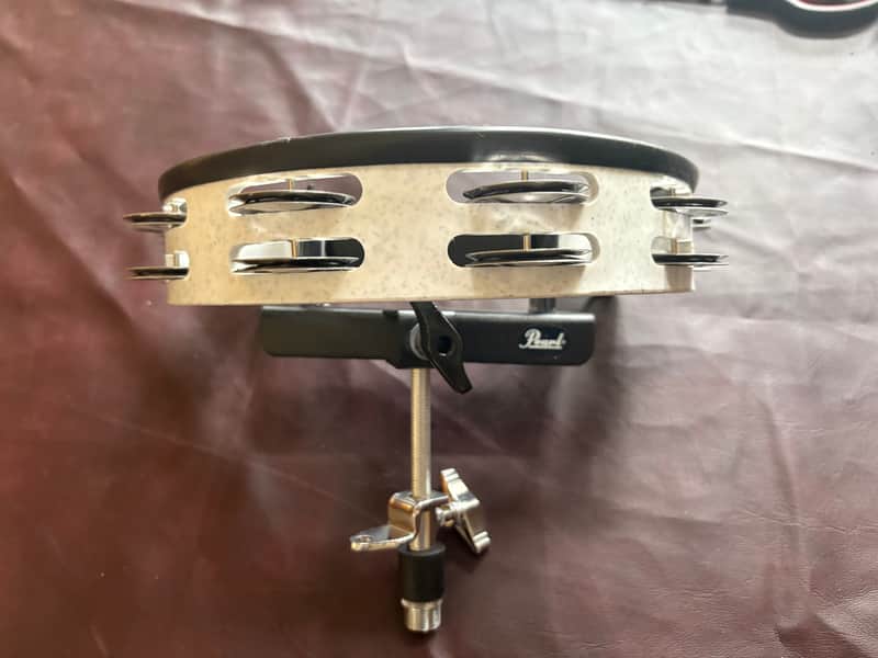 Pearl PTM10SHX Quickmount Tambourine with Steel Jingles 2010s - White image 1