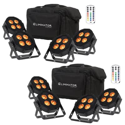 (2) Eliminator Mega Flat Hex Pak - Includes 4x Mega Hex Pars, Remote Control, Cables & Carry Bag (B-Stock) image 1