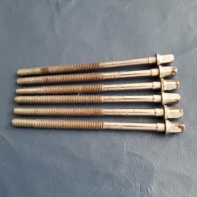 6x Vintage LEEDY & LUDWIG NICKEL TENSION RODS Screws image 3