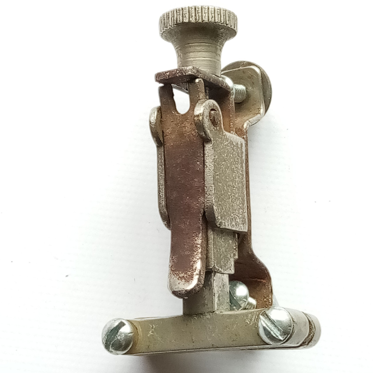 Duplex Snare Drum Throw-Off/Strainer Vintage 1930s 1 5/8"Vertical 2-Hole Nickel — main photograph
